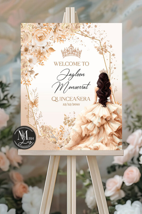 champagne-quinceanera-welcome-sign