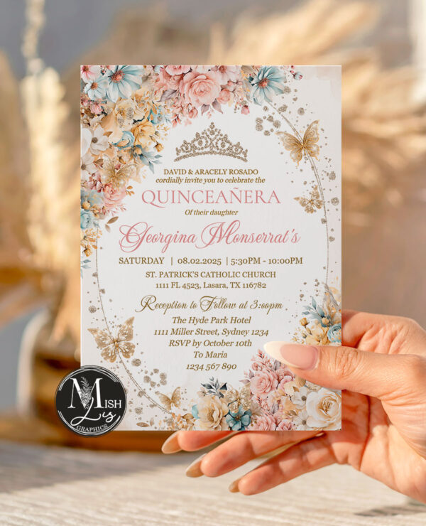dusty-pink-yellow-blue-quinceanera-invitation