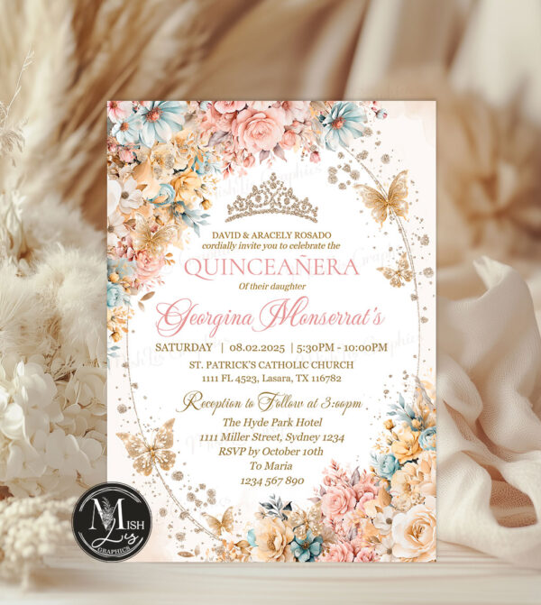 dusty-pink-yellow-blue-quinceanera-invitation