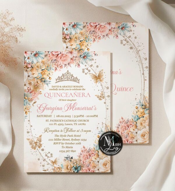 dusty-pink-yellow-blue-quinceanera-invitation