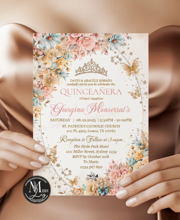 dusty-pink-yellow-blue-quinceanera-invitation