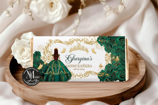 Emerald Green Candy Wrapper with Floral Design