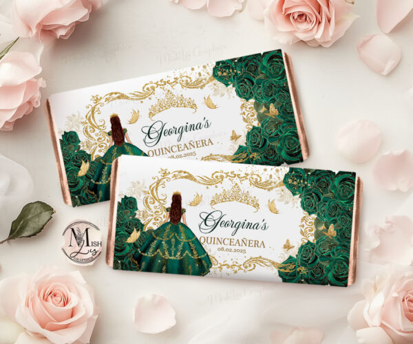 Emerald Green Candy Wrapper with Floral Design