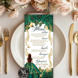 emerald-green-quinceanera-menu-card