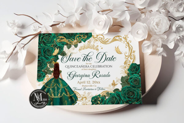 emerald-green-quinceanera-save-the-date