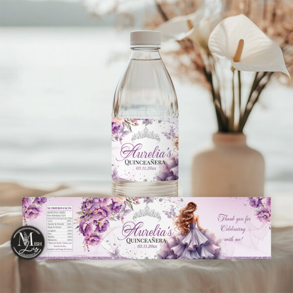 lavender-quinceanera-water-bottle-labels