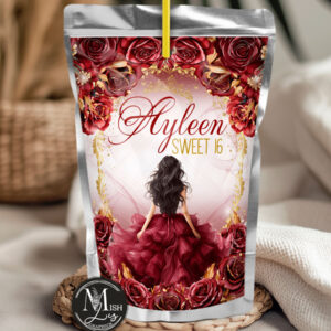 red-burgundy-quinceanera-juice-pouch-labels