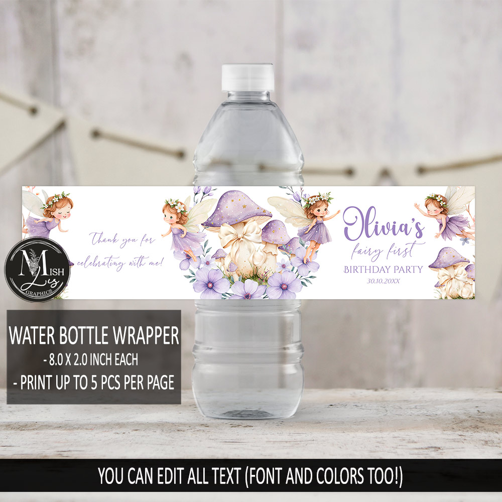fairy-first-birthday-water-bottle-label