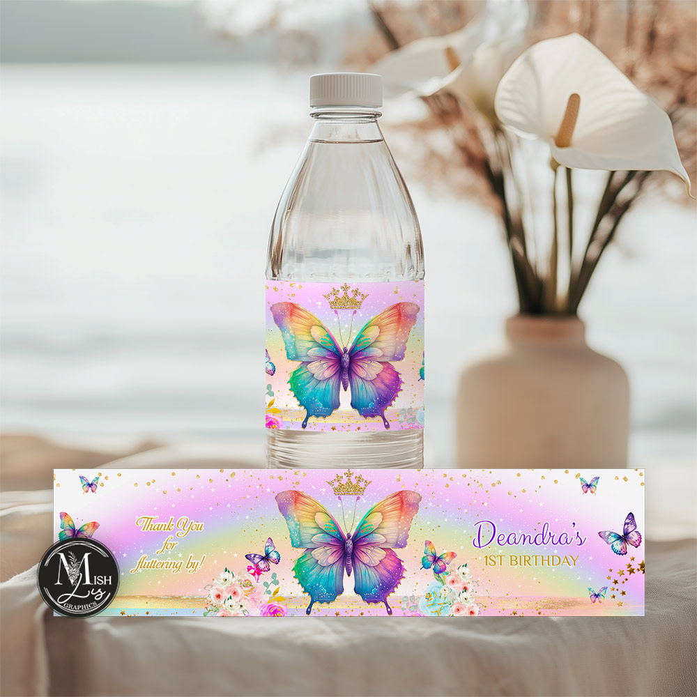 butterfly-water-bottle-label