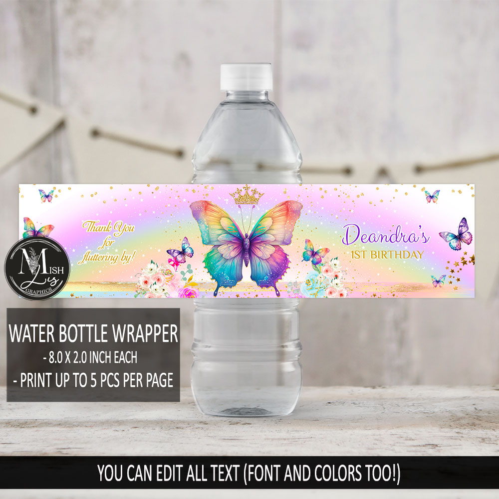 butterfly-water-bottle-label