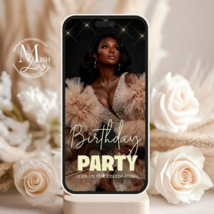 Luxury Black Gold Birthday Invitation | Women 30th 40th 50th Dinner Evite