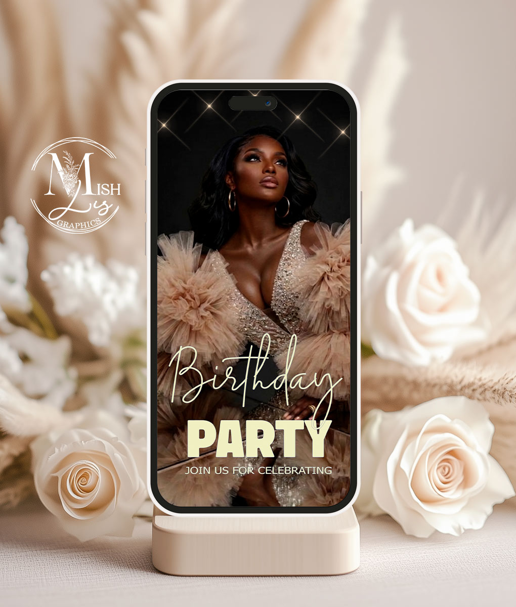 Luxury Black Gold Birthday Invitation | Women 30th 40th 50th Dinner Evite