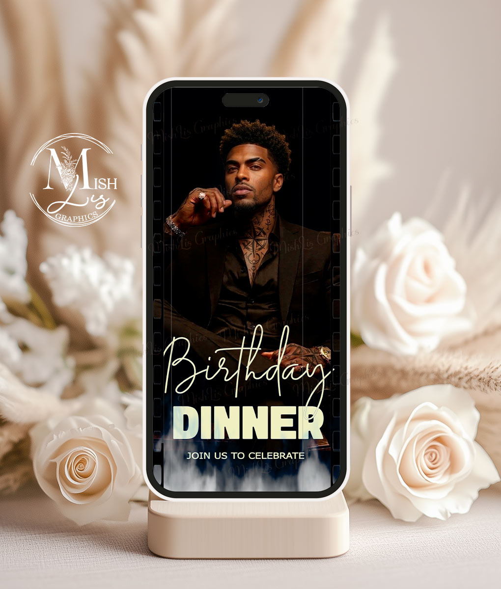 Mens Birthday Video Invitation | Animated Mobile Template