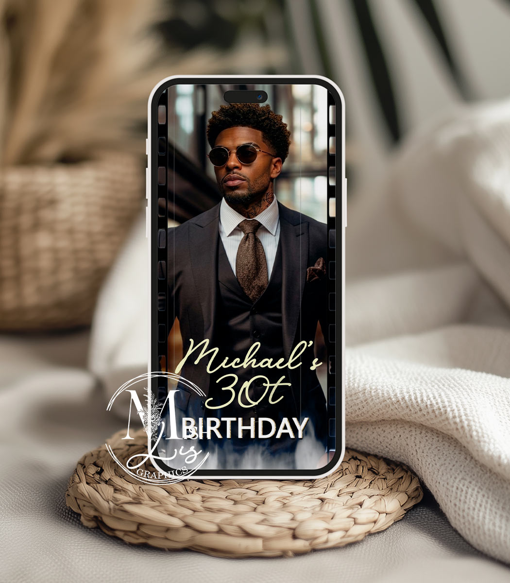 Mens Birthday Video Invitation | Animated Mobile Template - Image 2