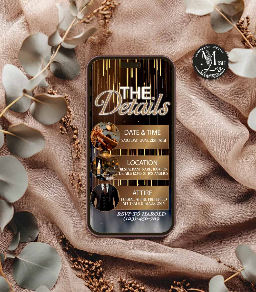 Mens Birthday Video Invitation | Animated Mobile Template - Image 3